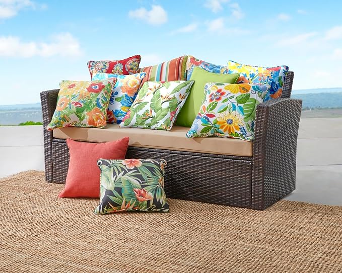 BrylaneHome Bh Outdoor Performance 16" Sq. Toss Pillow - Cobalt Tropicana