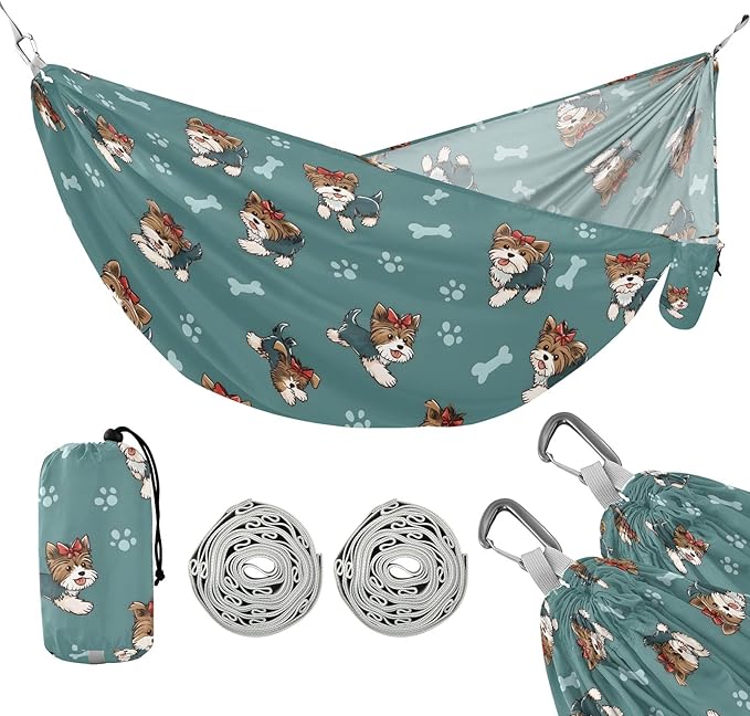 Camping Hammock Outdoor Hammocks for Outside Cute Puppy Paw Beach Trees Portable Lightweight with Pockets Tree Straps Indoor Small