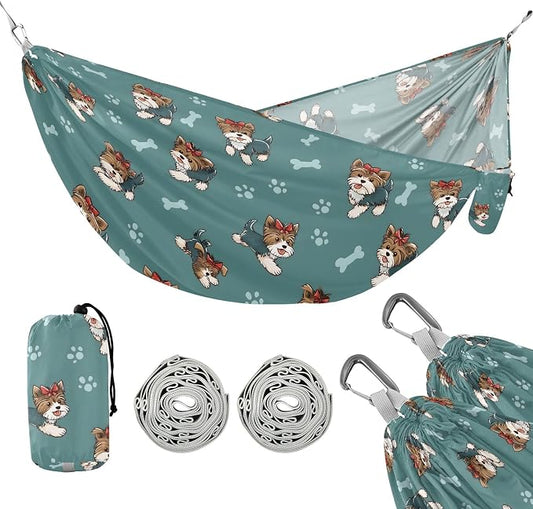 Camping Hammock Outdoor Hammocks for Outside Cute Puppy Paw Beach Trees Portable Lightweight with Pockets Tree Straps Indoor Small