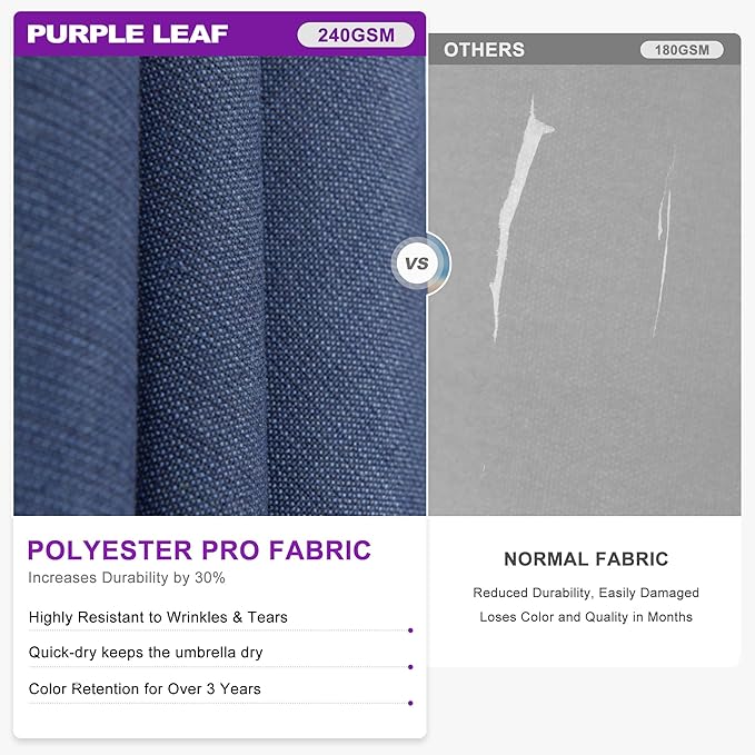 PURPLE LEAF 9' X 12' Double Top Cantilever Patio Umbrella Deluxe Large Outdoor Umbrella Rectangle Offset Umbrella with Fade Resistance for Garden Deck Pool Patio, Ocean Slate