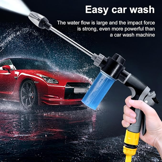 Aquoxis Pressure Washer, 15X More Powerful Extreme Water Pressure Tool with Steel Power, Qinux Aquoxis Sprayer for Waterpipe, High Pressures Water Jet with Foam Pot, Generic Aquaxis Aqui Grey E