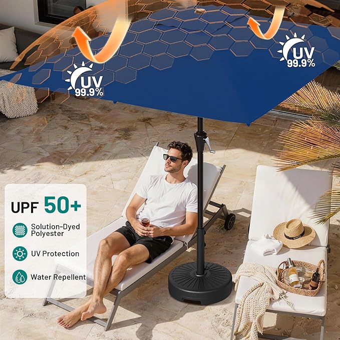 AreShark 8' x 10' Rectangle Patio Umbrellas for Outdoor, Outdoor Table Umbrella, Large Outdoor Patio Umbrellas with 8 Sturdy Ribs for Pool, Garden, Market (Royal Blue)