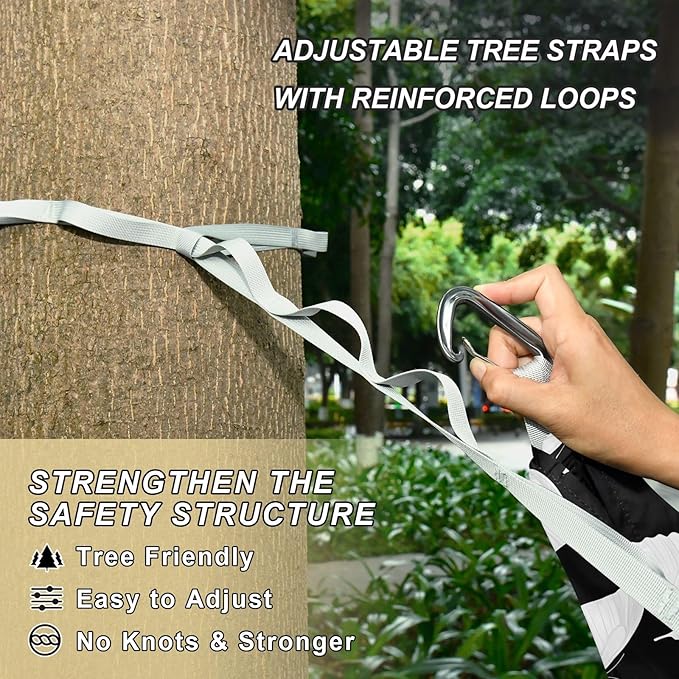 Camping Hammock Outdoor Hammocks for Outside White Butterfly Black Beach Trees Portable Lightweight with Pockets Tree Straps Indoor Small