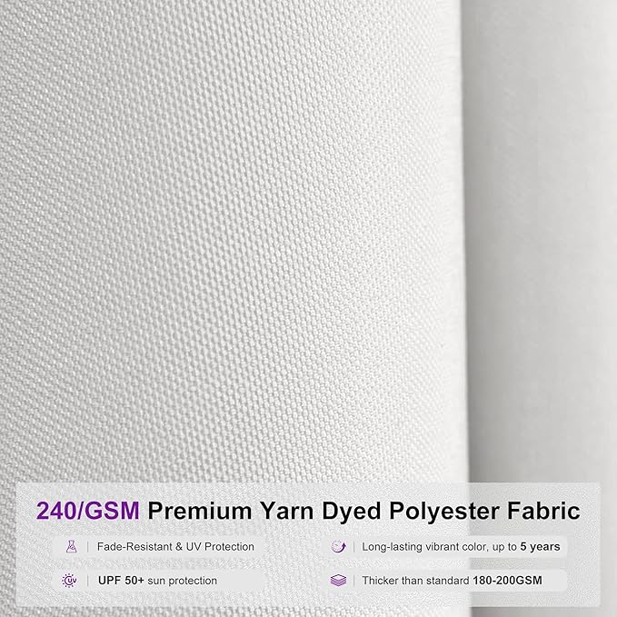 PURPLE LEAF 16 X 16 FT Extra Large Commercial Square Patio Umbrella Heavy Duty Wind Resistant Vented Canopy Reinforced Frame Maximum Coverage for Restaurant Hotel Resort Cafe Outdoor Dining Area Business Use White