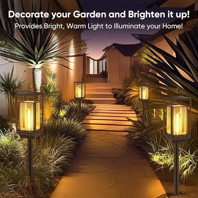 4 Pack Solar Pathway Lights Outdoor,IP65 Waterproof - Bright Outdoor Solar Lights for Yard,Auto On/Off Pathway Lights Solar Powered,Solar Path Lights for Walkway Driveway Garden
