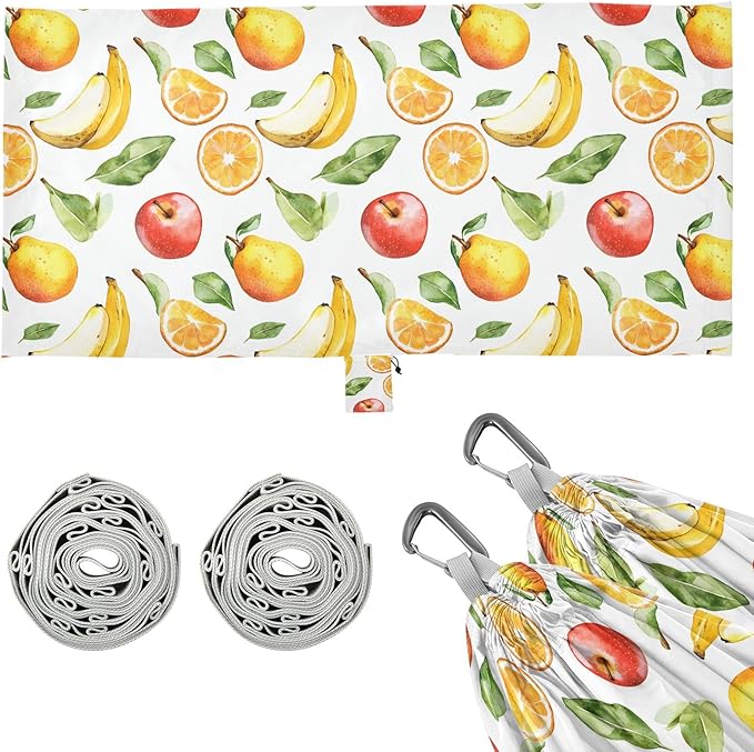 Camping Hammock Outdoor Hammocks for Outside Apples Oranges Bananas Beach Trees Portable Lightweight with Pockets Tree Straps Indoor Small