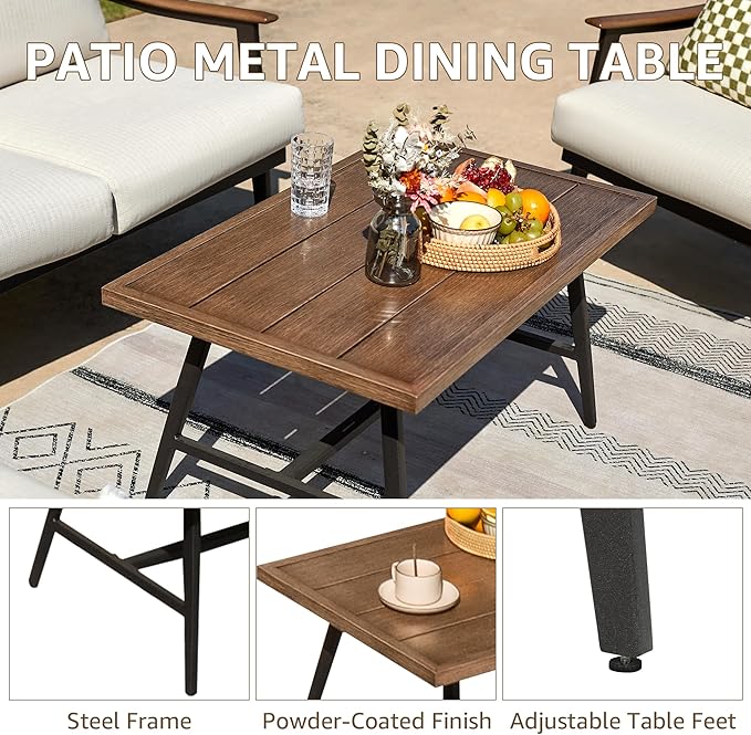 NATURAL EXPRESSIONS 7 Pieces Patio Furniture Set, Outdoor Furniture Sofa Sectional Modern Metal Patio Conversation Set with High Back Wicker Backrest & Loveseat for Balcony, Backyard, Deck, Porch