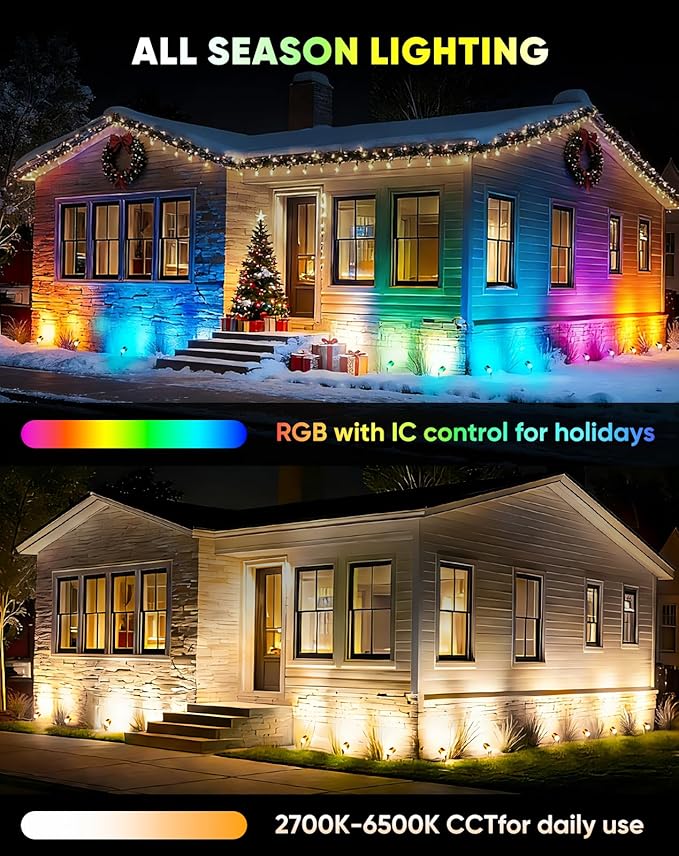 GZBtech Waterproof Landscape Spotlights, 24V RGB+IC+CCT Color Changing Outdoor Pathway Lighting, App&Remote Control Work with Alexa, Aluminum Dimmable LED Spot Light for Garden Yard Decor, 6 Pack