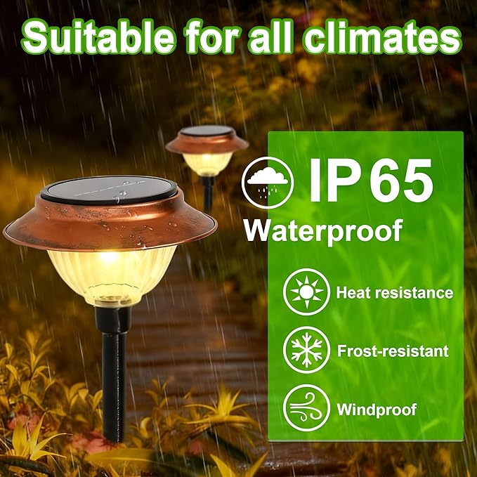 Solar Lights Outdoor 2 Pack Waterproof Solar Christmas Lights Outdoor Multiple Colors LED Iron Stake for Pathway Yard Garden Driveway Outside Decor