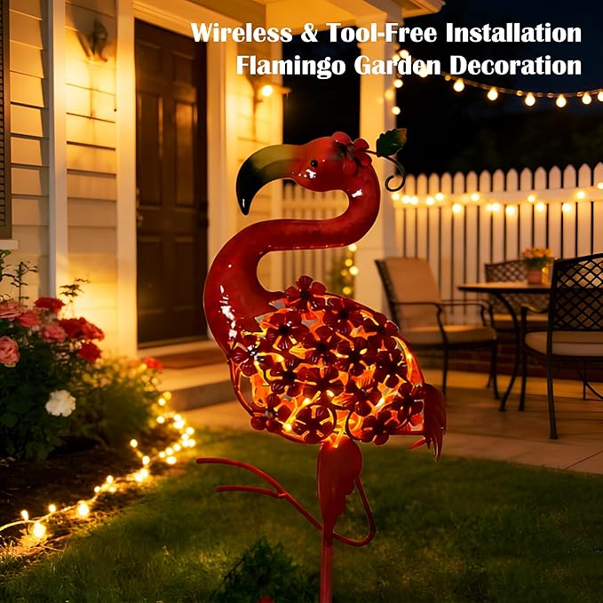 SunKite Flamingo Solar Garden Light Yard Decor Gifts for Women Outdoor Decorative Stake Light Waterproof for Garden,Yard Lawn,Patio, Courtyard, Pathway Gift for Mom Grandma