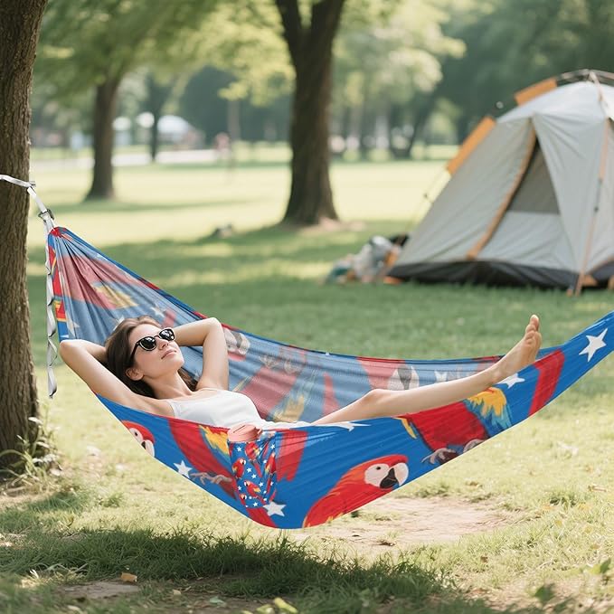 4th of July Independence Day Red Daisy 330lb Capacity Outdoor Hammocks with Tree Straps Hanging Hammock for Camping Travel Accessories hamacas para adultos con soporte