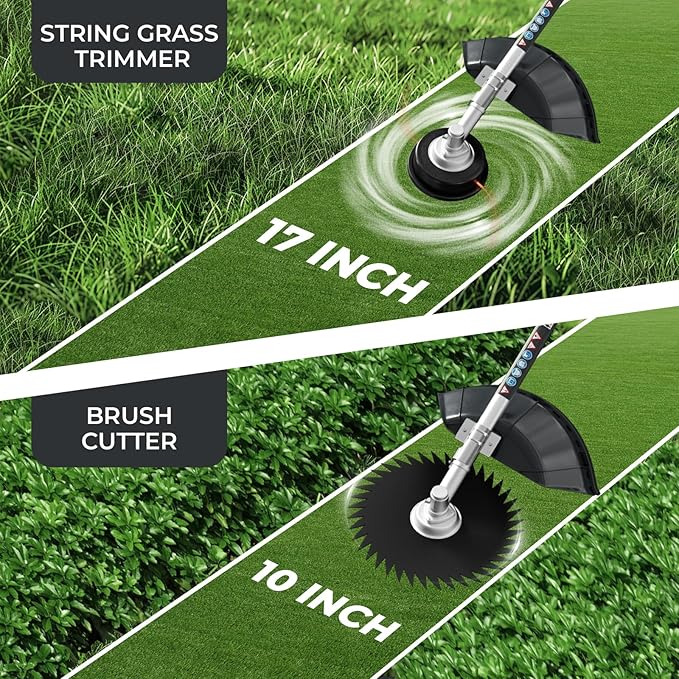 52CC Gas Powered Weed Wacker, 3-IN-1 2-Stroke Backpack Gas Powered Hedge Trimmer, Weed Eater String Trimmer, Brush Cutter 40-Tooth Blade with Shoulder Strap & Safety Lock for Home Garden Lawn Trimming