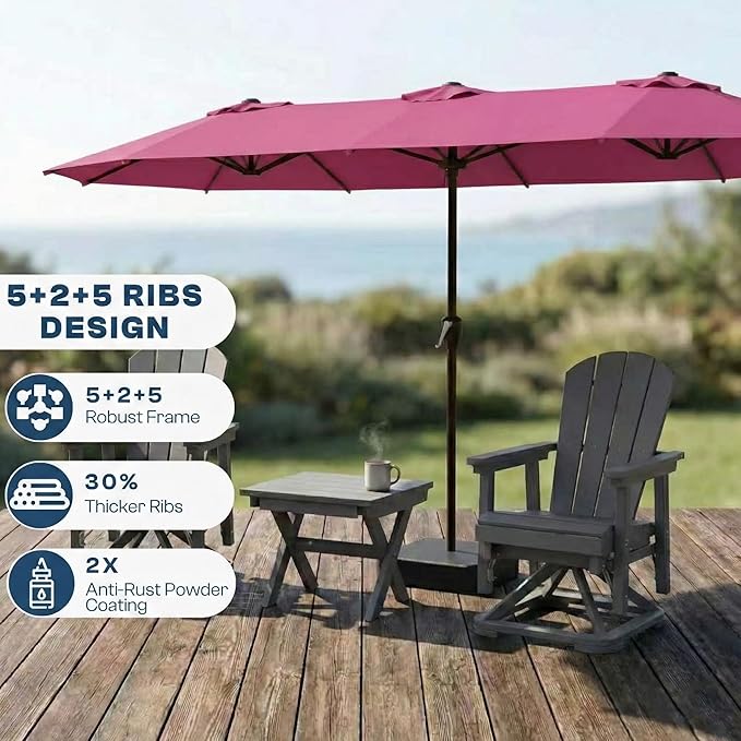 15FT Large Patio Umbrella with Base Included