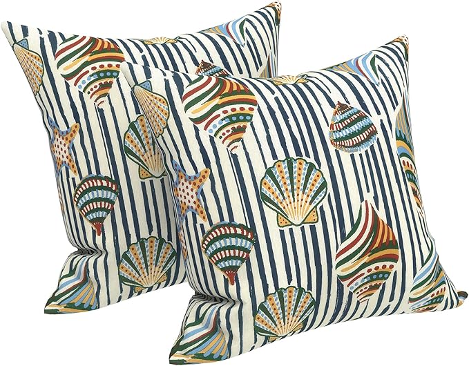 LVTXIII Outdoor Throw Pillows 16x16 Inch, Set of 2 Square Decorative Pillows with Inserts for Patio Furniture, Porch Chair, Sofa Accent, Cabana Shells