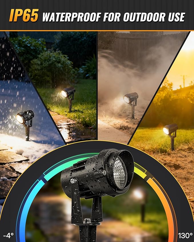 6W 700LM Low Voltage Landscape Lighting, 12V AC/DC 3000K Warm White LED Low Voltage Landscape Lights, IP65 Waterproof Outdoor Spotlights with Connectors for Garden Tree Yard 4 Pack W01SLP406