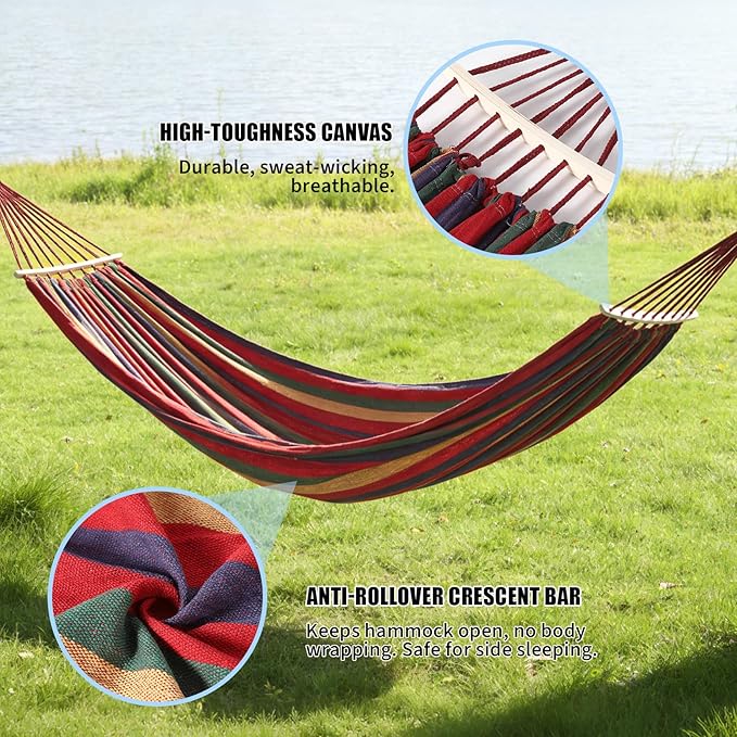 Camping Portable Hanging Hammock Indoor Home Bedroom Hammock Lazy Chair Travel Outdoor Swing Chair Thick Canvas Bed Hammocks,Used for Backpacking, Beach, Courtyard, Hiking.