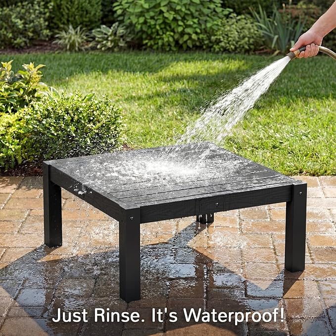 Stoog All-Weather Patio Side Table for Outdoor Sectional Sofas – Modular Connector Table for L/U Shaped Sets, Black