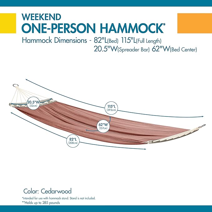 DUCKCOVERS Weekend Mesh One-Person Travel Hammock, 82 x 62 Inch, Cedarwood