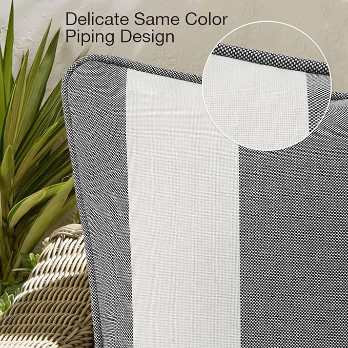 Unimatta Decorative Outdoor Water Repellent Throw Pillows with Inserts, Set of 4, 20" x20" Pillows for Patio, Backyard, Bed, Couch, and Patio Furniture, Gray Stripe