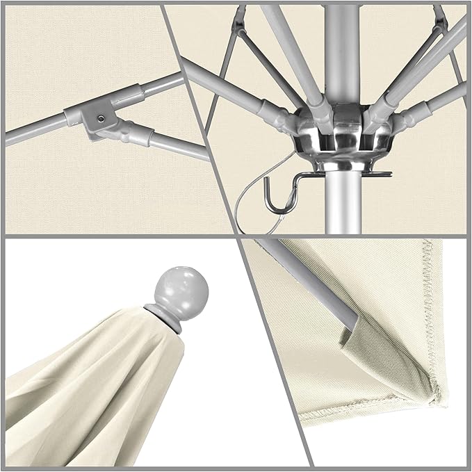 California Umbrella 7.5' Rd. Venture Series Contract Grade Patio Umbrella, Push Open Pin Stop, Silver Finish
