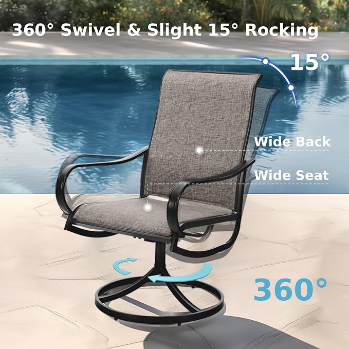 MFSTUDIO Patio Table and Chairs Set, Outdoor Dining Set for 4 with Umbrella Hole, 5 Piece Patio Furniture Set for Deck/Backyard/Poolside/Garden