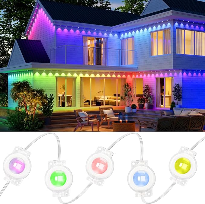 VCOKEN Permanent Outdoor Lights, 111FT with Smart 72 RGB LED Light for House & Outdoor Decor, DIY Scene Mode, IP65 Waterproof Eaves Lighting with App Control Remote for Christmas and Holiday Decor