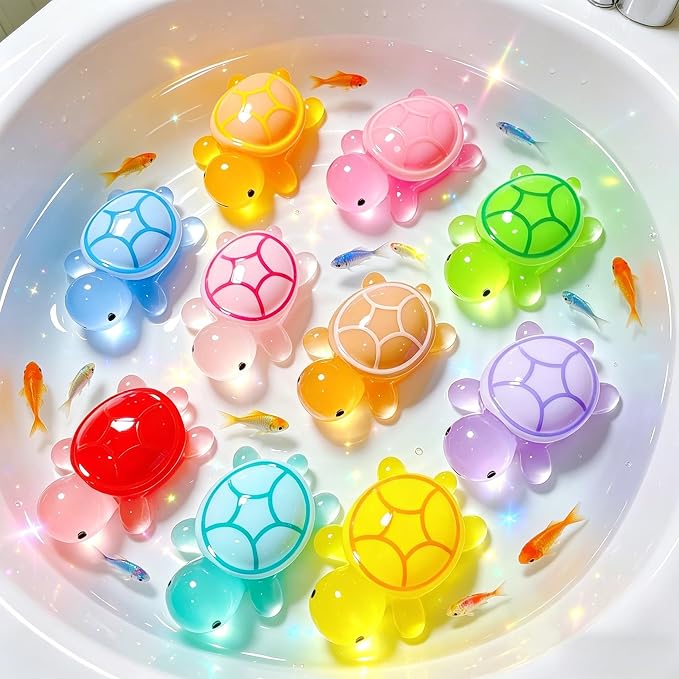 50 Pcs Small Glow in The Dark 3D Resin Turtles Miniatures | Garden Figurines, DIY Dollhouse Fish Tank Fridge Wall Art Accessories, Safe Durable Non Fading, 10 Colors