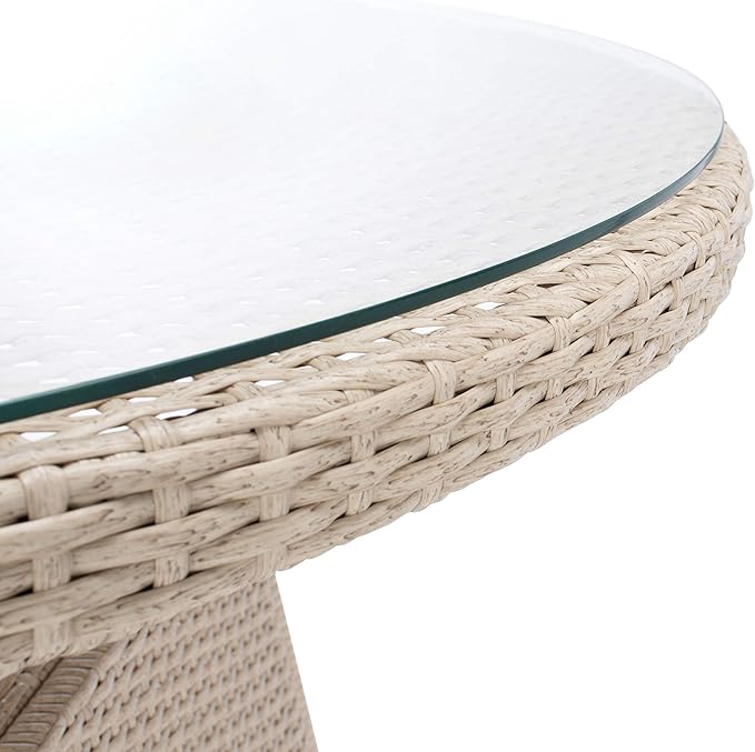 SAFAVIEH Outdoor Collection Challe Beige/White Dining Set PAT7702B-3BX