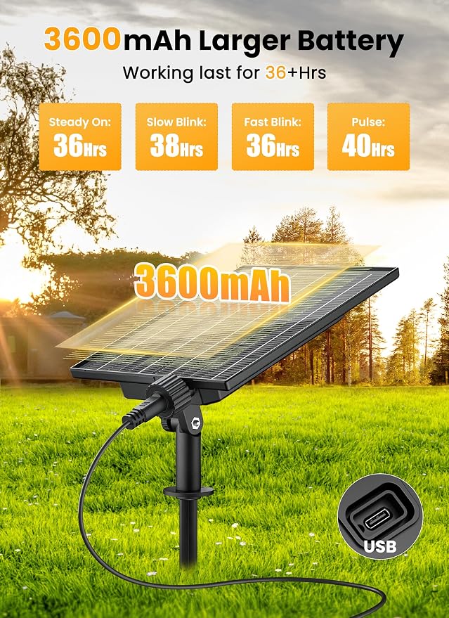Brightown 108FT 52LED Solar String Lights Outdoor with Remote & USB Port | Shatterproof Bulbs, Dimmable & Timable, 3 Modes, Patio Lights Solar Powered with a Mount Clip for Camping Backyard Garden