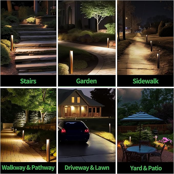 Landscape Path Lights, 12V Low Voltage Pathway Lights Wired, LED Outdoor Waterproof, 5W 200LM Black Aluminum for Yard Walkway Driveway Garden