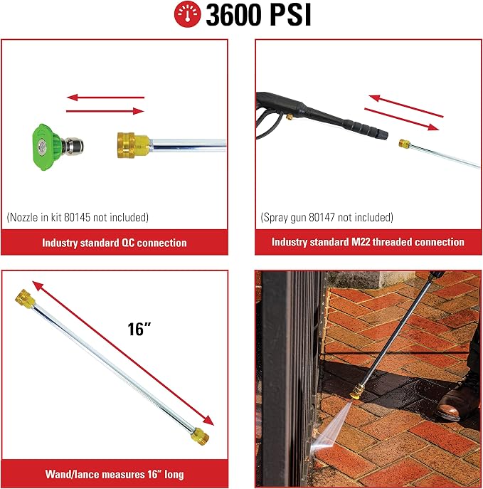 Simpson Pressure Washer Gun up to 4500 PSI with 16-Inch Wand for Cold Water Use up to 3600 PSI