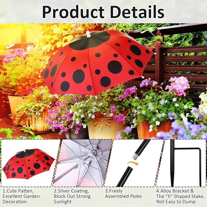 Plant Umbrellas for Outdoor Plants, Large Garden Plant Umbrella Shade Upgraded Adjustable Angle Height for Potted Plants Garden Beds