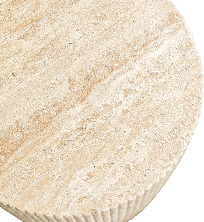 LeisureMod Eden Modern Side End Table – Indoor and Outdoor Accent Table for Living Room, Bedroom, Patio, Balcony, Porch, Garden, Small Spaces in Travertine