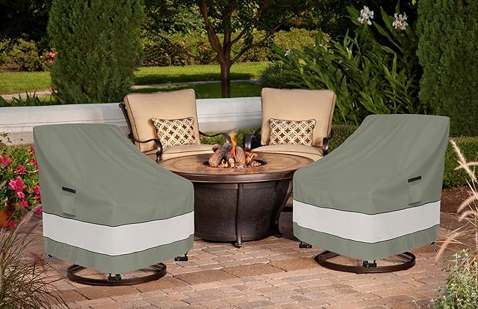 Patio Chair Covers Waterproof Patio Furniture Covers,27.5W x 32.5D x 38 H Inches Outdoor Swivel Chair Cover 2 Pack -Grayish Green