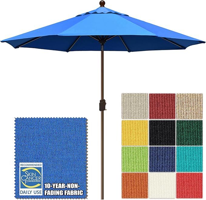 EliteShade USA 10-Year-Non-Fading 10Ft Market Patio Umbrella, UPF 50+ UV Protection Performance Sun Umbrella, Heavy Duty Commercial Grade Outdoor Table Umbrella with Crank & Tilt, Windproof Vented Top for Garden, Pool, Deck and Outdoor Playsets, Royal ...