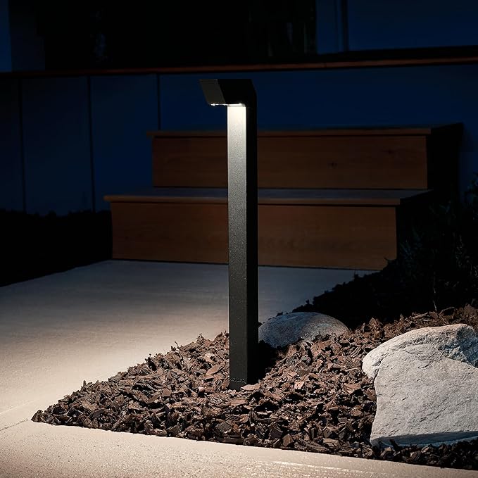 Kichler 12V LED Right Angle Path Light in Textured Black, Outdoor Landscape Lighting, 15846BKT, (1.5" W x 22" H x 5.75" L)