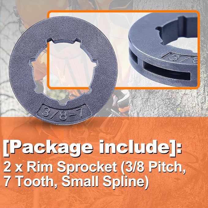 3/8 7-T Small Spline Rim Sprocket For Husqvarna 50 51 55 For Oregon 18720 Chainsw, For Rim Sprocket (3/8 Pitch, 7 Tooth, Small Spline)