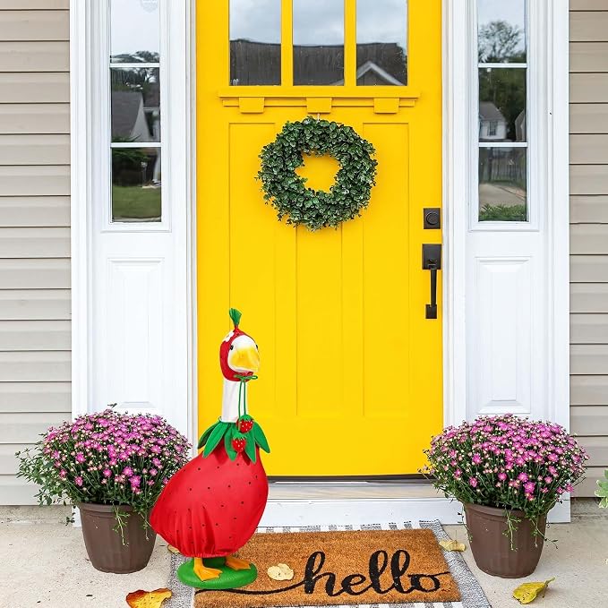 Strawberry Porch Goose Outfits Strawberry Goose Clothes for Outdoor Garden Yard Patio Lawn Goose Statue
