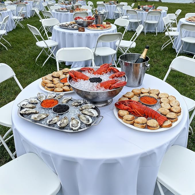 Magshion 31" Round Folding Table White Foldable Plastic Card Outdoor Utility Tables for Picnic Party Dining, 10 Pack