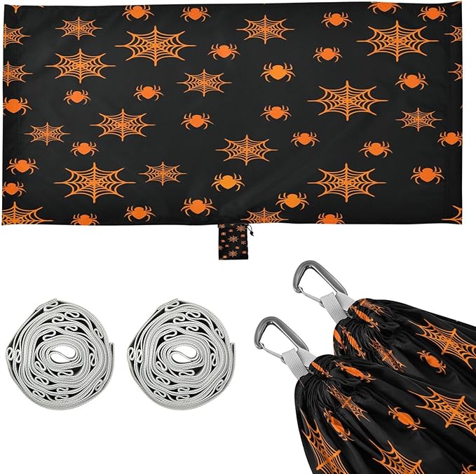 Hammocks for Outside Orange Spiderwebs Camping Hammock Portable Hammocks with Tree Straps and Carry Bag Camping Accessories for Hiking Beach Outdoor