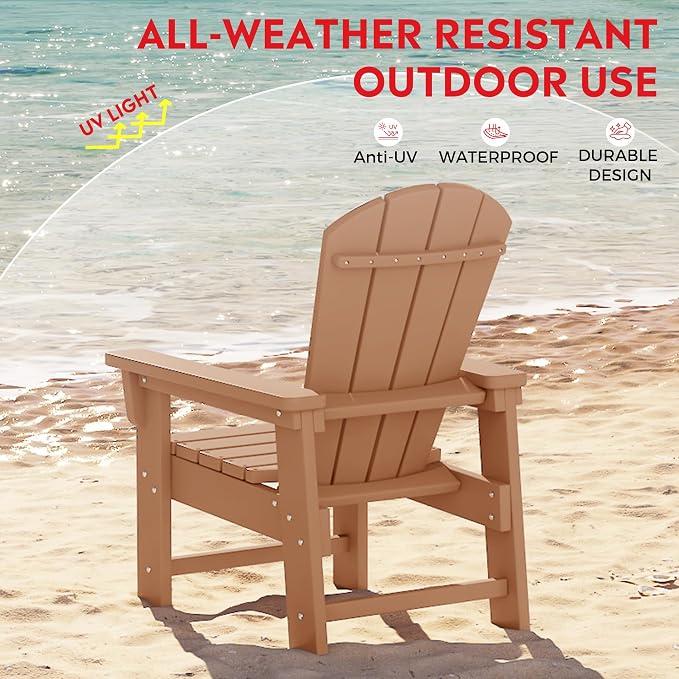 Costaelm Paradise Kids 5-Piece HDPE Outdoor Square Patio Dining Table and Chairs Set, Teak