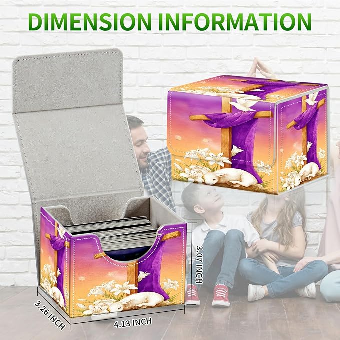 Card Deck Box for MTG, Cards Storage Box Fits 120+ Sleeved, Leather Small Size Strong Magnetic Closing Card Case for Board Games Magic TCG CCG Baseball Collection, Goat Pigeon