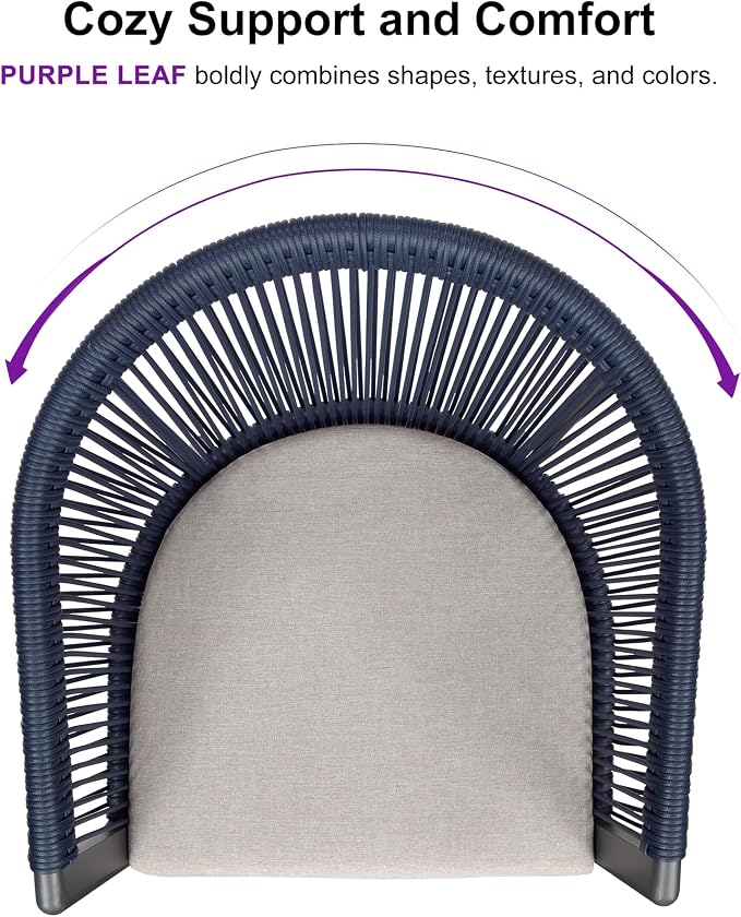 PURPLE LEAF Outdoor Dining Set for 8 All-Weather 10 Pieces Patio Aluminium Dining Oversized Table and Rope Weave Chairs Included Cushions for Backyard Indoor Kitchen Patio Furniture Set Gray and Navy