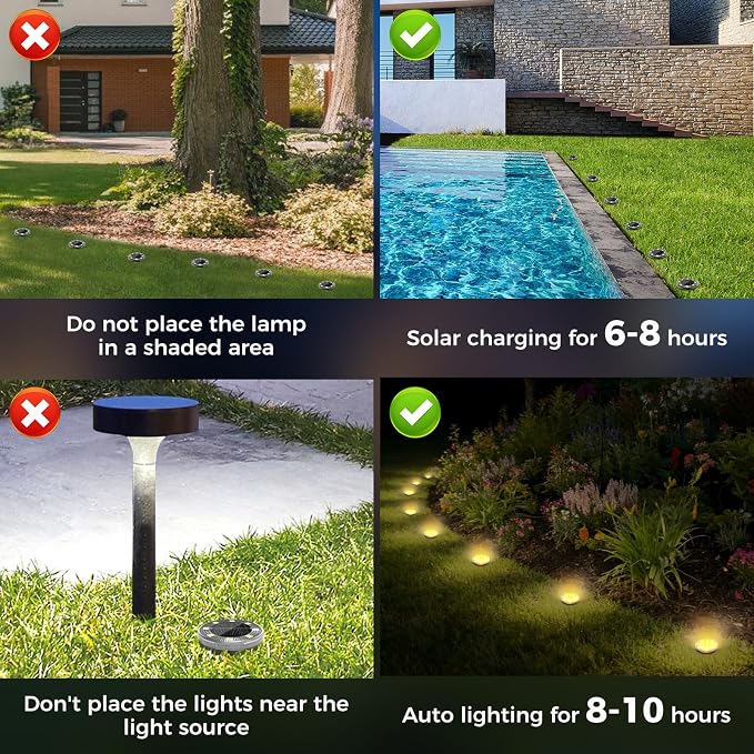 Mini Solar Ground Lights, 16 Pack Flat Solar Disc Lights Outdoor Waterproof, 2.3 Inch Small Solar Garden Lights Landscape Lighting for Outside Pathway Garden Yard Lawn Walkway,Warm White