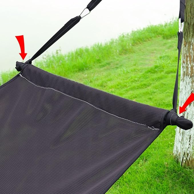 Portable Polyester Hammock with Wooden Sticks Sturdy Outdoor Camping Multi-Purpose Portable Tree Hanging Hammock Comfortable(Grey)