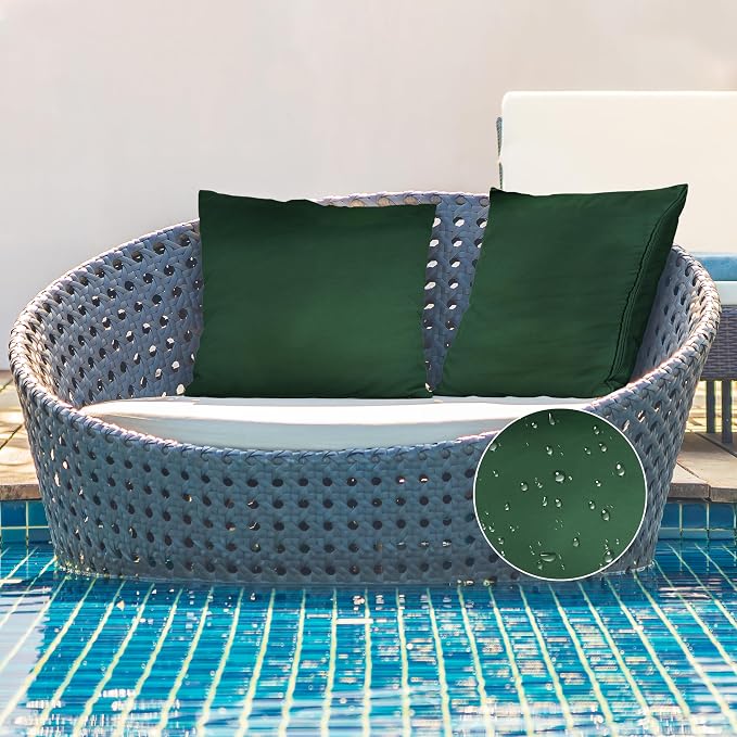 A1 HOME COLLECTIONS A1HC Luxurious Outdoor Waterproof Pillow Covers 18x18 Inches (Pack of 2, Timber Green), Throw Pillow Covers for Pool Areas, Garden, Sofa, Chairs, Beds, Tent, Patio