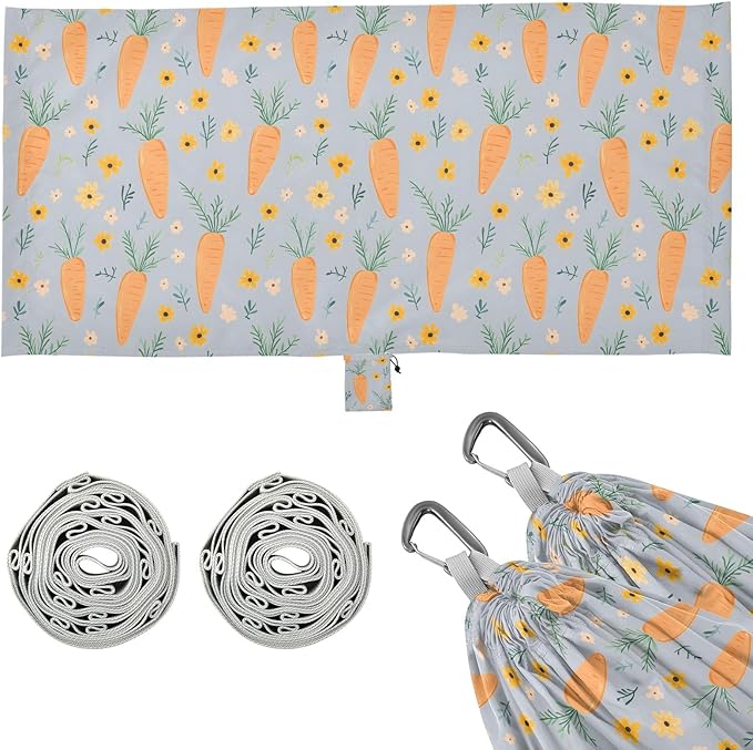 Camping Hammock Outdoor Hammocks for Outside Carrots Flower Beach Trees Portable Lightweight with Pockets Tree Straps Indoor