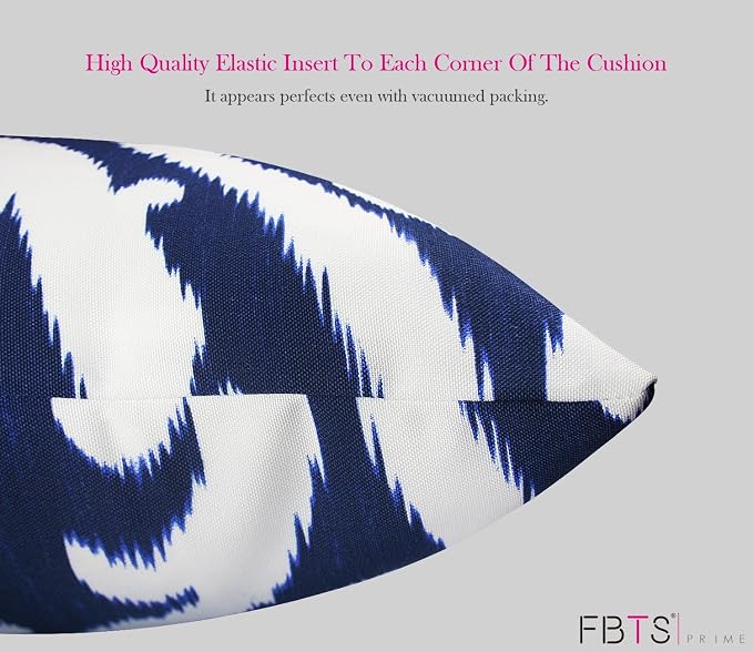 Pack of 2 Outdoor Waterproof Decorative Throw Pillow Covers for Patio Furniture, 18x18 Inch Square Fade Resistant Patio Garden Cushion Covers for Couch Bed Sofa, Paisley Navy