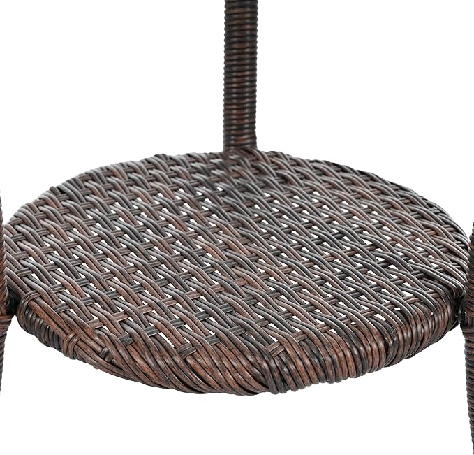 Montary 3 - Piece Outdoor Leisure Set,2 Stylish Hand - Woven Rattan Single Chairs & a Sturdy Tempered Glass Round Table - Ideal for Relaxing on Balconies and Courtyards,Brown & Blue
