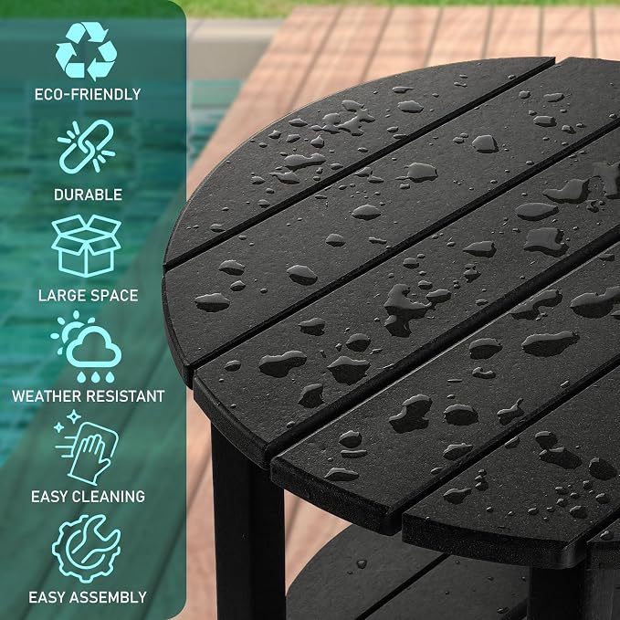 FUNBERRY Outdoor Adirondack Side Table Set of 2, Patio End Tables | 2-Tier, HDPE All Weather, No Rot or Rust or Crack, UV Fade Shield, Save Space, Easy-Clean for Indoor or Outdoor